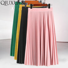 Load image into Gallery viewer, Women Fashion High Waist Pleated Solid Color Ankle Length Skirt