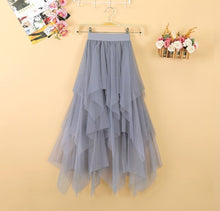 Load image into Gallery viewer, Women irregular Tulle Skirts Fashion Elastic High Waist Mesh Tutu Skirt