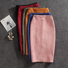 Load image into Gallery viewer, 2019 Women Skirts Suede Split Thick Stretchy Skirt Female