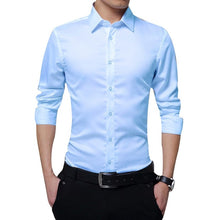 Load image into Gallery viewer, New Brand Men's Autumn  Long Sleeve Shirts Slim Fit Solid Turn-down