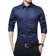 Load image into Gallery viewer, New Brand Men's Autumn  Long Sleeve Shirts Slim Fit Solid Turn-down