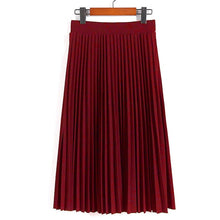 Load image into Gallery viewer, Women Fashion High Waist Pleated Solid Color Ankle Length Skirt