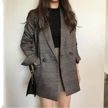 Load image into Gallery viewer, Women&#39;s check long sleeve cotton jacket