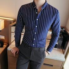 Load image into Gallery viewer, Men's Contrast Vertical Striped Dress Shirts High-quality Comfortable Cotton