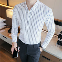 Load image into Gallery viewer, Men's Contrast Vertical Striped Dress Shirts High-quality Comfortable Cotton