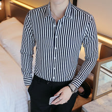 Load image into Gallery viewer, Men's Contrast Vertical Striped Dress Shirts High-quality Comfortable Cotton