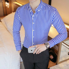 Load image into Gallery viewer, Men's Contrast Vertical Striped Dress Shirts High-quality Comfortable Cotton