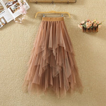 Load image into Gallery viewer, Women irregular Tulle Skirts Fashion Elastic High Waist Mesh Tutu Skirt