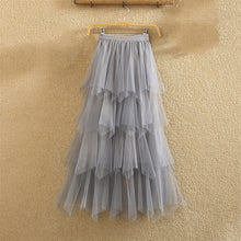Load image into Gallery viewer, Women irregular Tulle Skirts Fashion Elastic High Waist Mesh Tutu Skirt