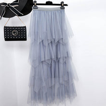 Load image into Gallery viewer, Women irregular Tulle Skirts Fashion Elastic High Waist Mesh Tutu Skirt